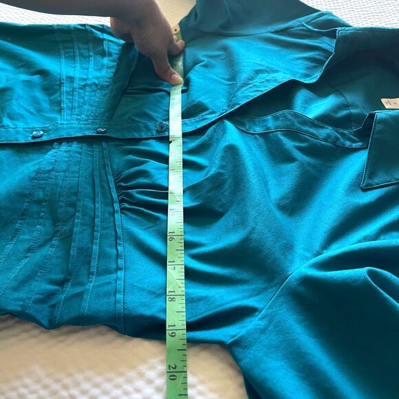 Christopher & banks Women's Turquoise 3/4 Sleeve Button Up Blouse Shirt Size M - Picture 4 of 8